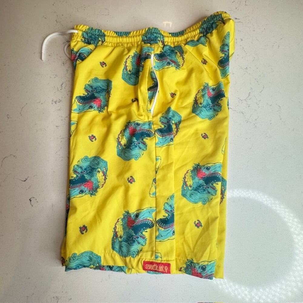 Seventh. Inc Shark Eating Swim Trunks Large Yellow - Picture 11 of 12